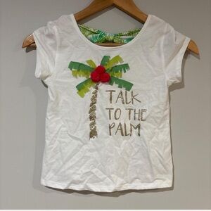 Isaac Mizrahi Kids White Palm Tree Tee w/ Red Pom Poms: Girls (7/8)